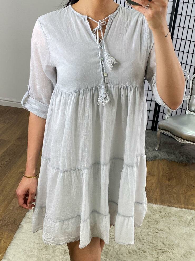 Dara Plain Tassel Detail Smock Dress