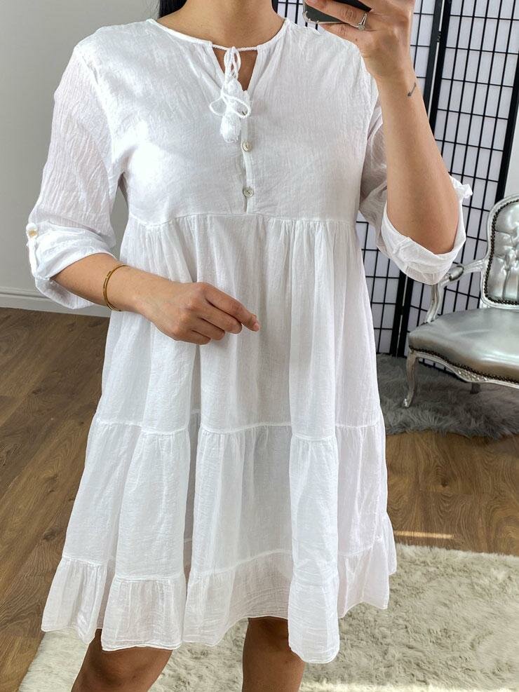 Dara Plain Tassel Detail Smock Dress