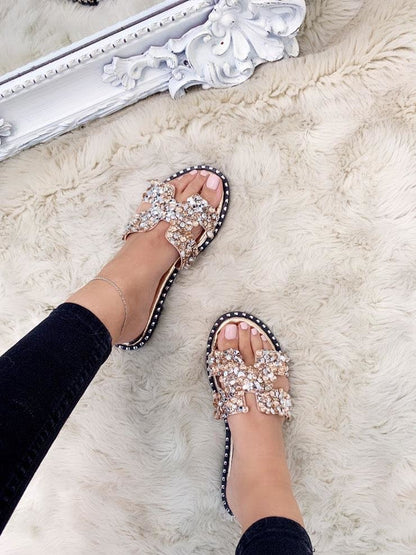 Darlina Jewel Cut Out Slip On Sandals