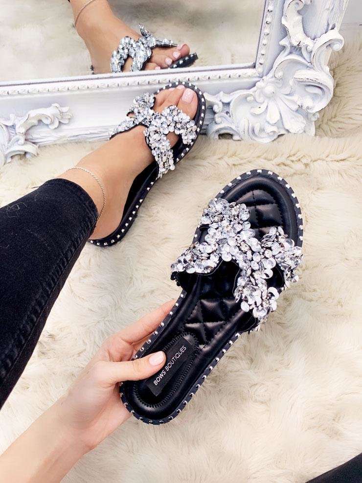 Darlina Jewel Cut Out Slip On Sandals