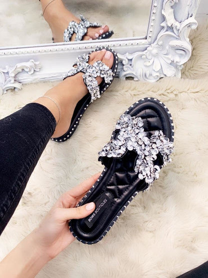 Darlina Jewel Cut Out Slip On Sandals