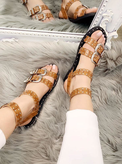 Dayna Studded Buckle Strappy Sandals