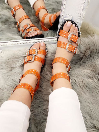 Dayna Studded Buckle Strappy Sandals