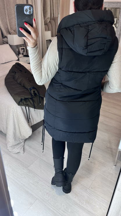 Demi Black Hooded Padded Gilet