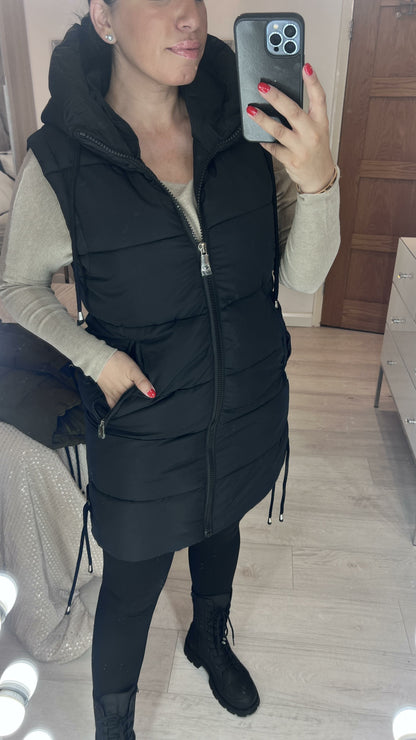 Demi Black Hooded Padded Gilet