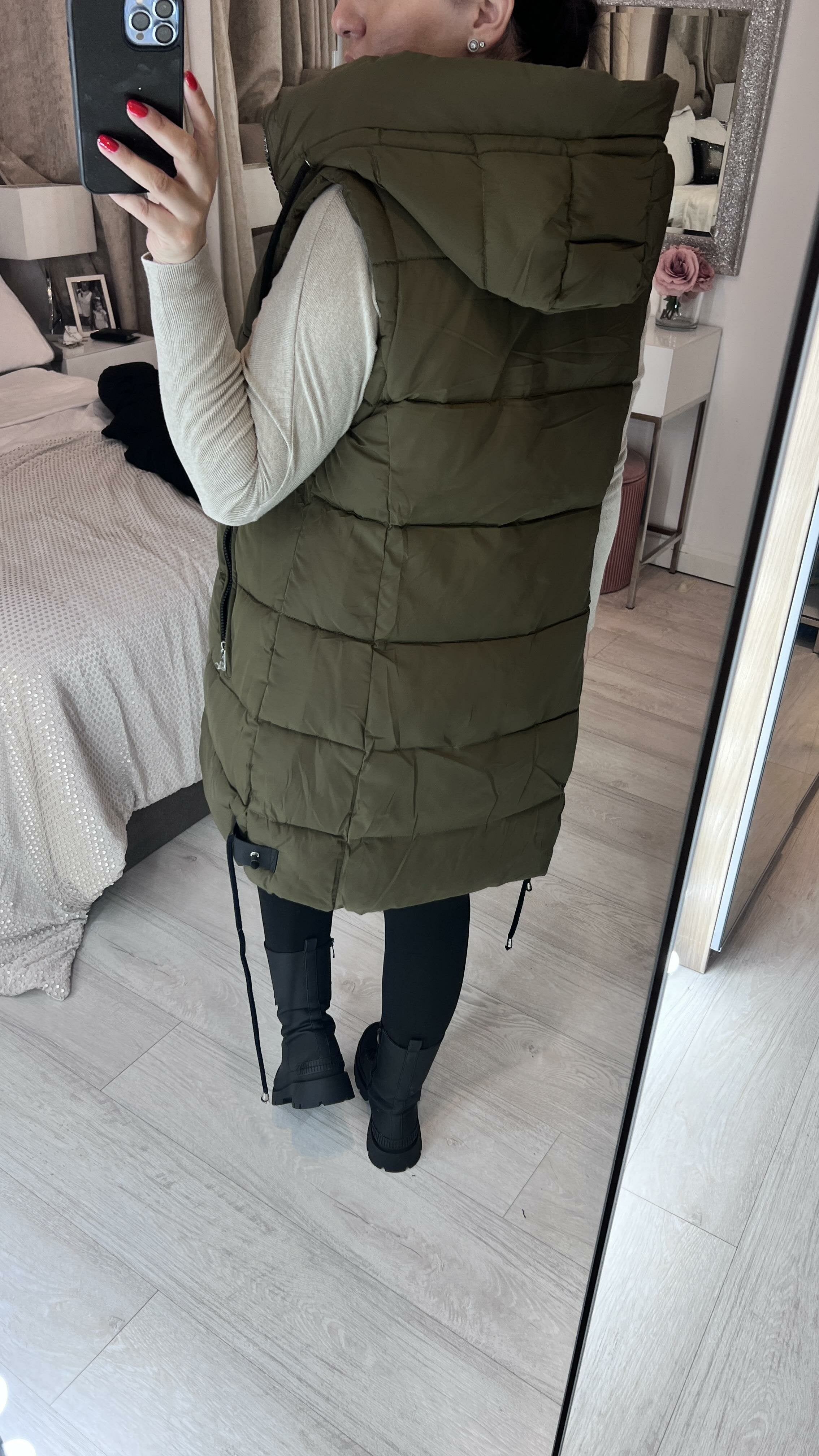 Demi Khaki Hooded Padded Gilet