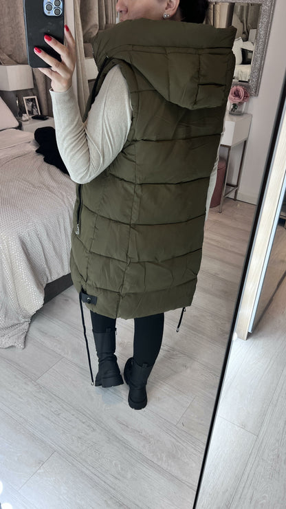 Demi Khaki Hooded Padded Gilet