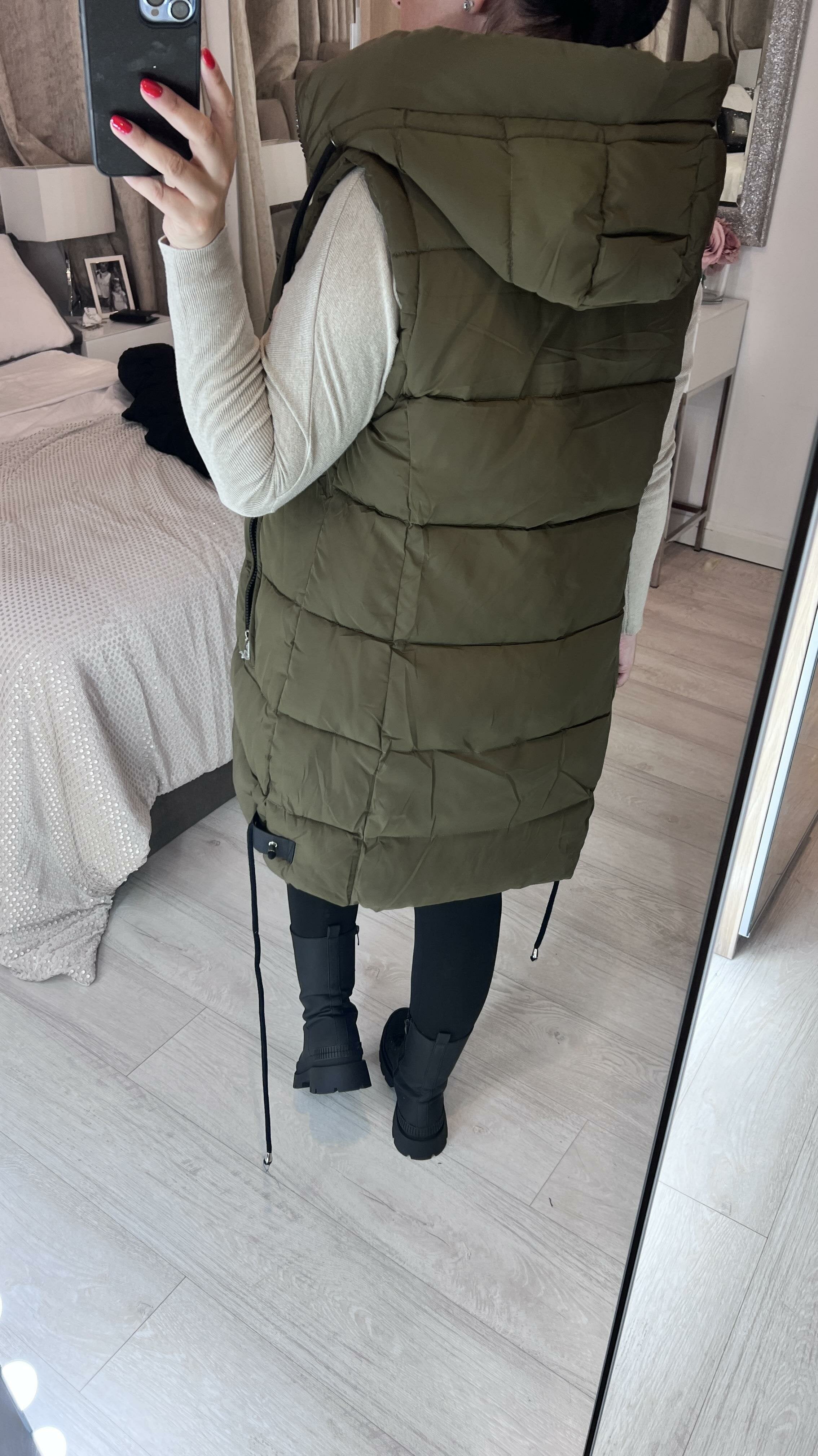 Demi Khaki Hooded Padded Gilet