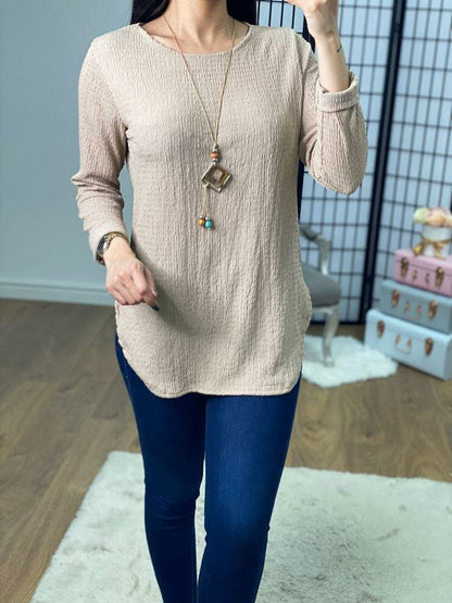 Deniz Plain Crepe Longline Necklace Top