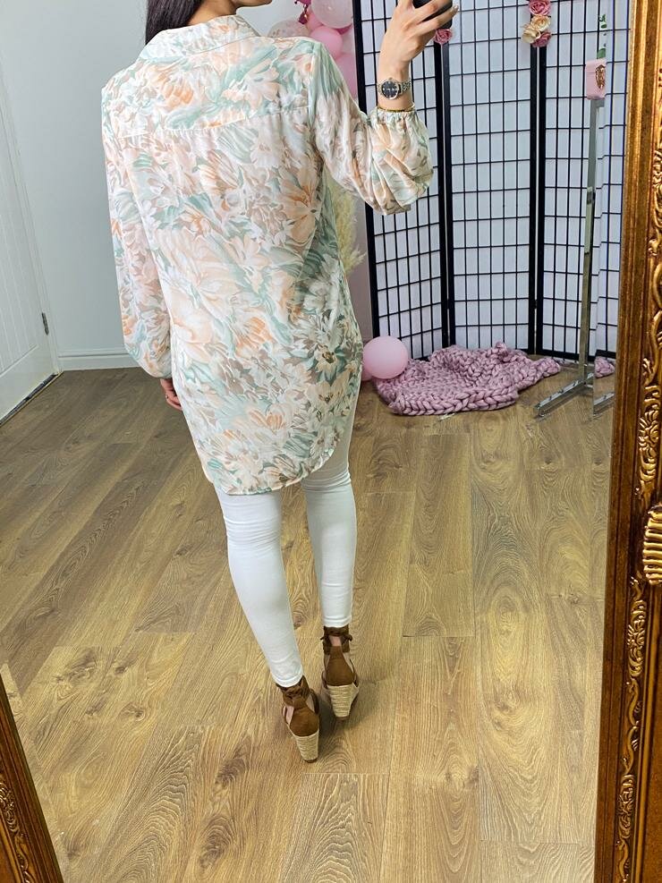 Depp Blush Floral Print Zip Blouse