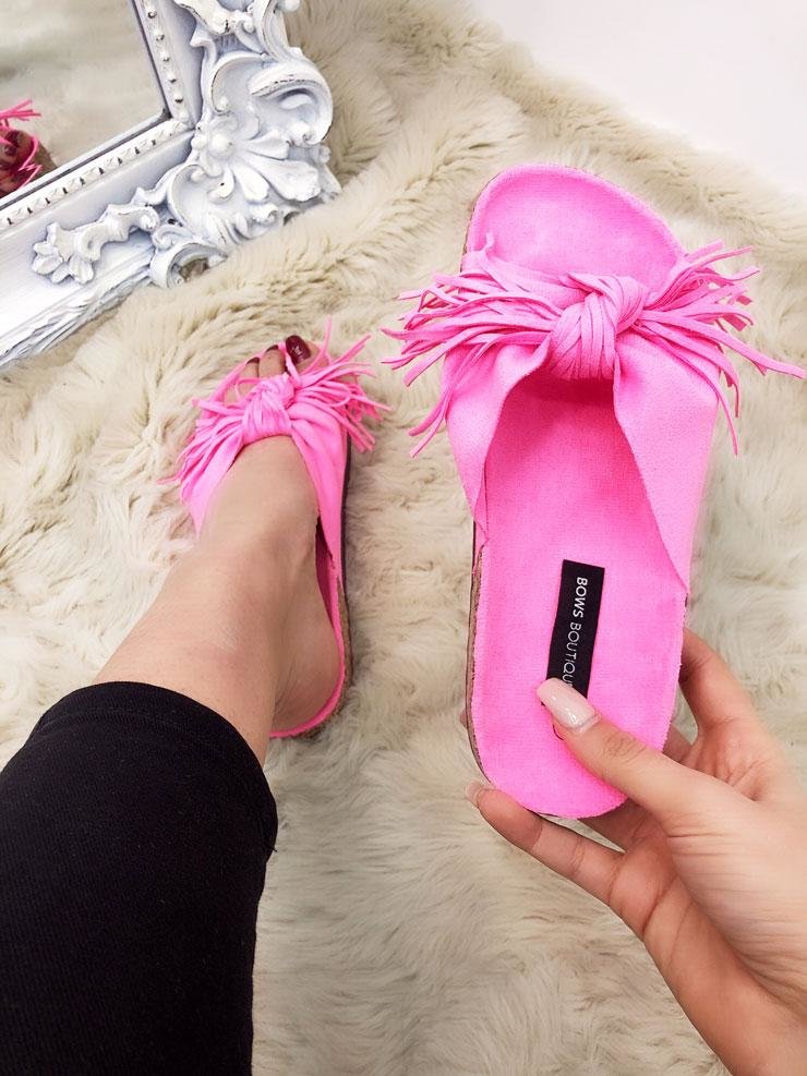 Ebony Tassel Faux Suede Knotted Sliders