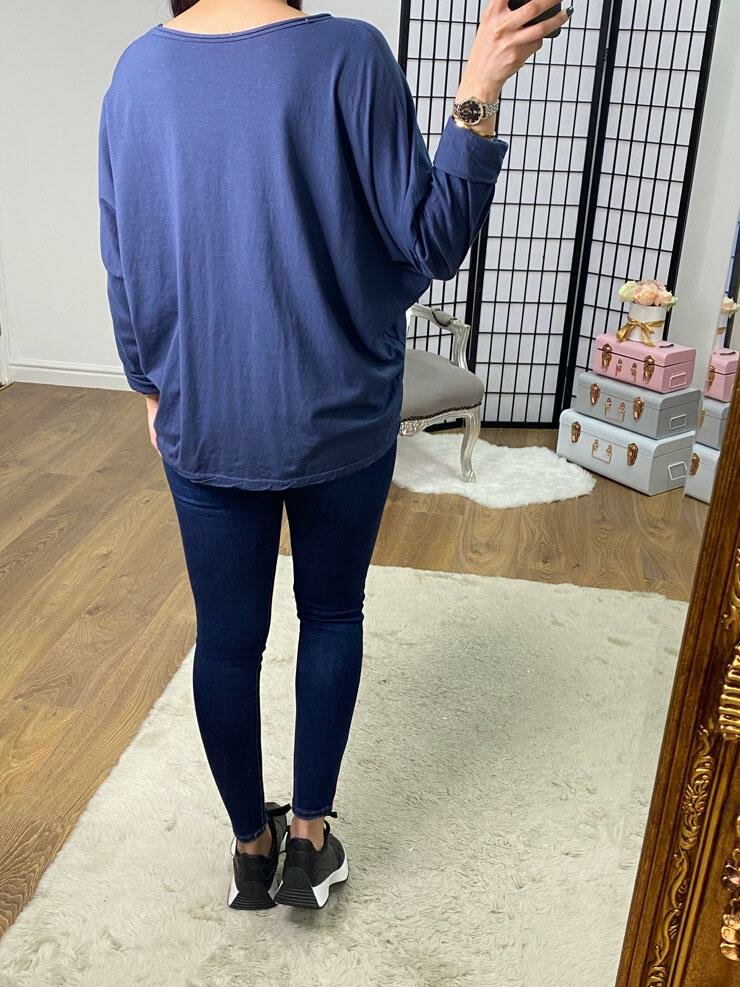 Edie Plain V Neck Long Sleeve Basic Top