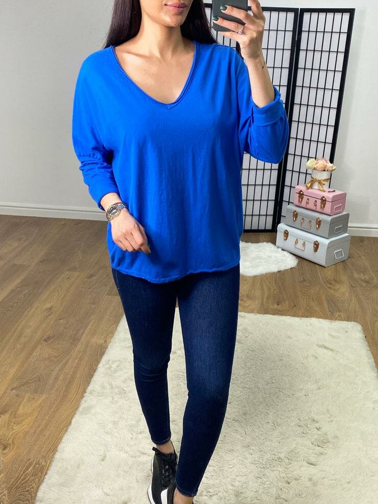 Edie Plain V Neck Long Sleeve Basic Top