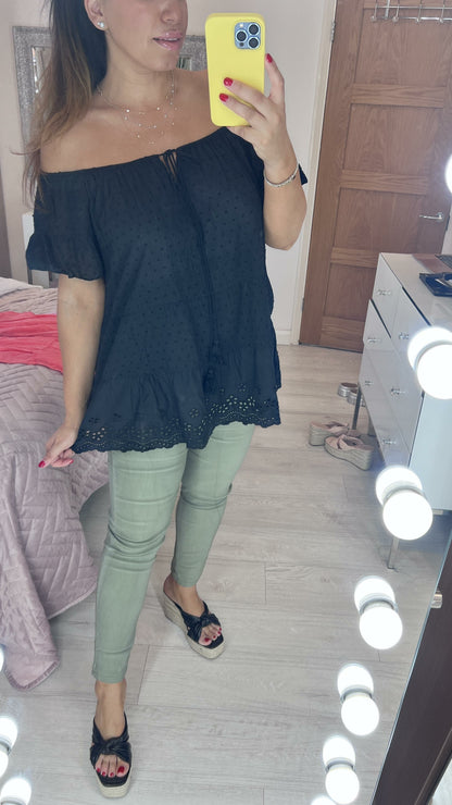 Elena Dobby Tiered Smock Top