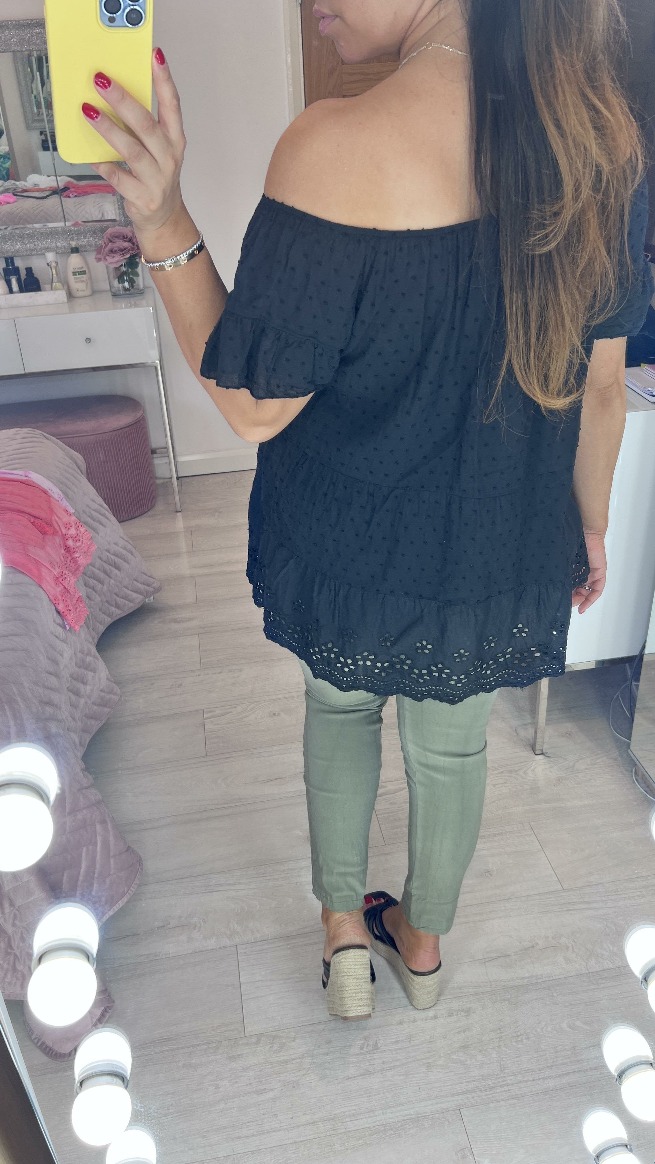 Elena Dobby Tiered Smock Top