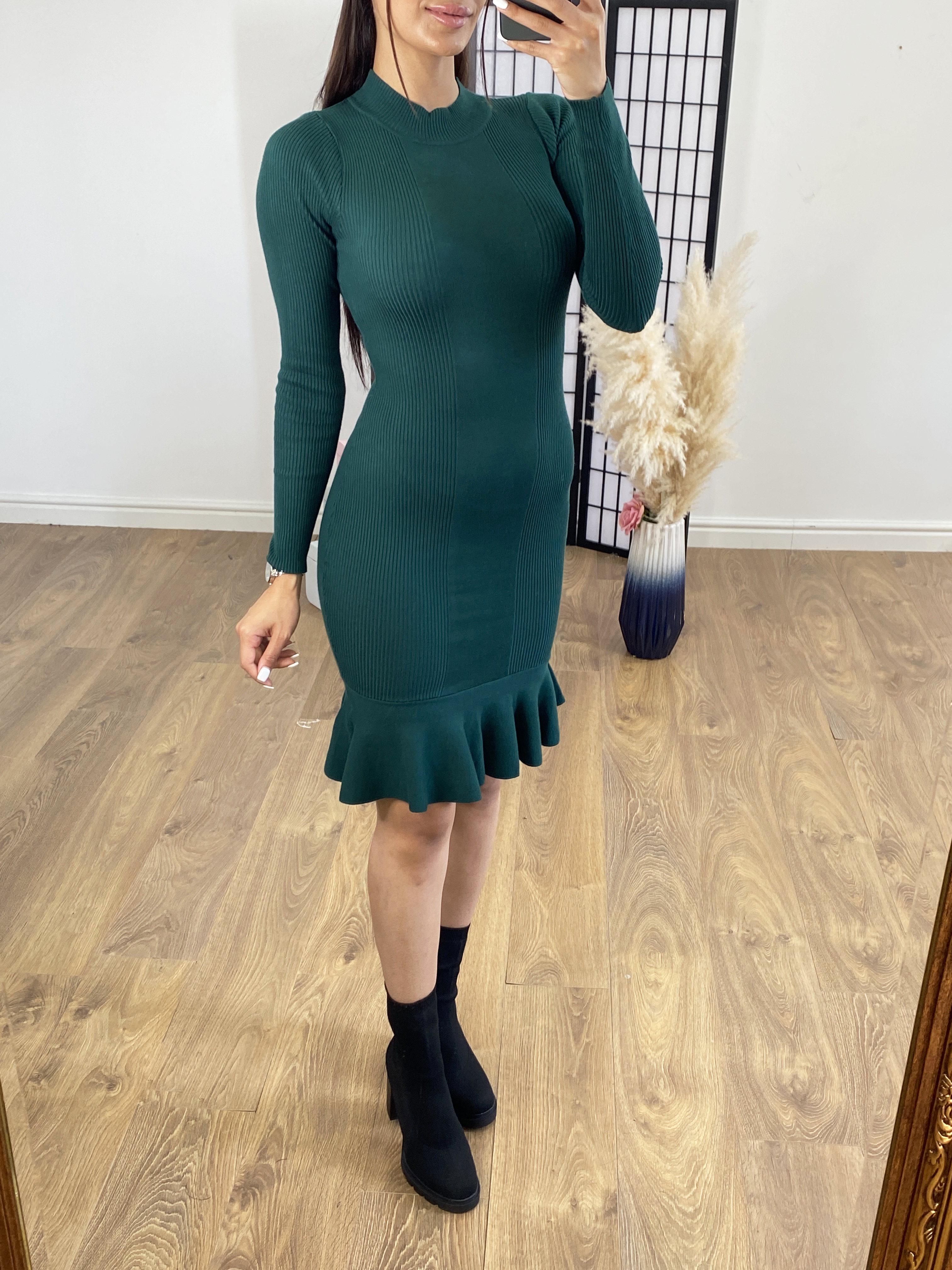 Ericson Panel Front Frill Hem Jumper Dress