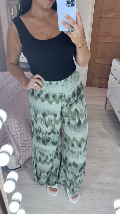 Evers Cheesecloth Print Palazzo Trouser