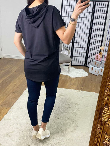 Farris Multi Silver Diamante Heart Hooded Top