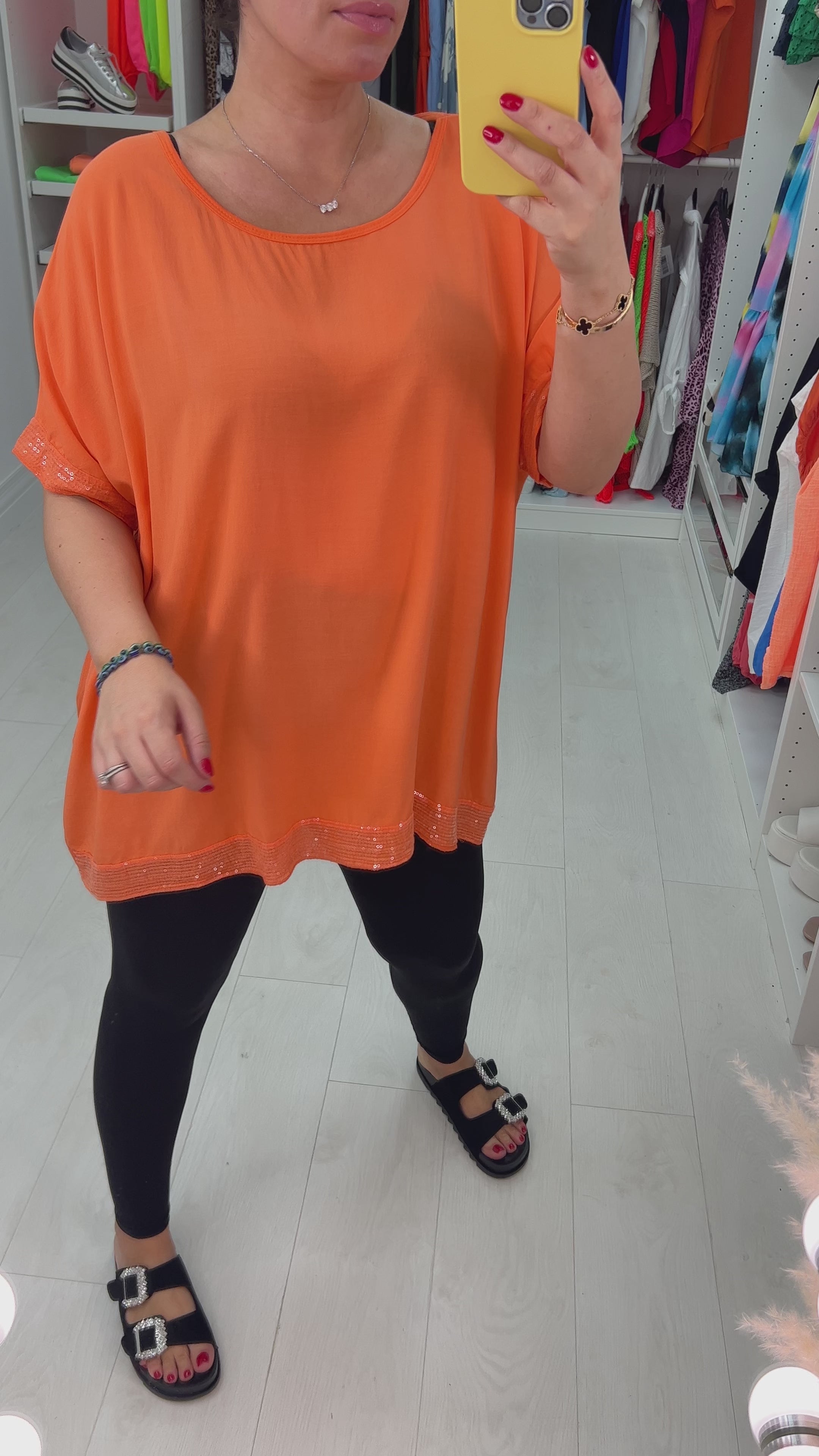 Nadina Oversized Sequin Hem Top
