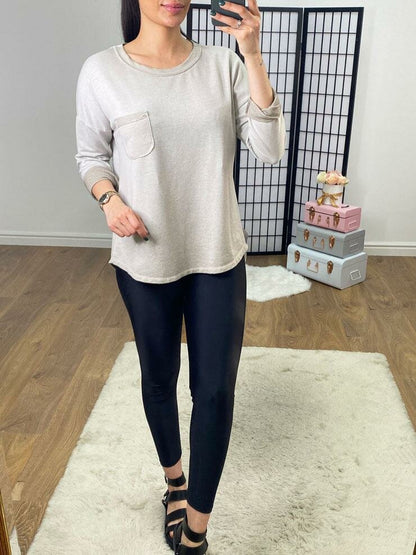Fenley Silver Metallic Thread Detail Lightweight Sweatshirt