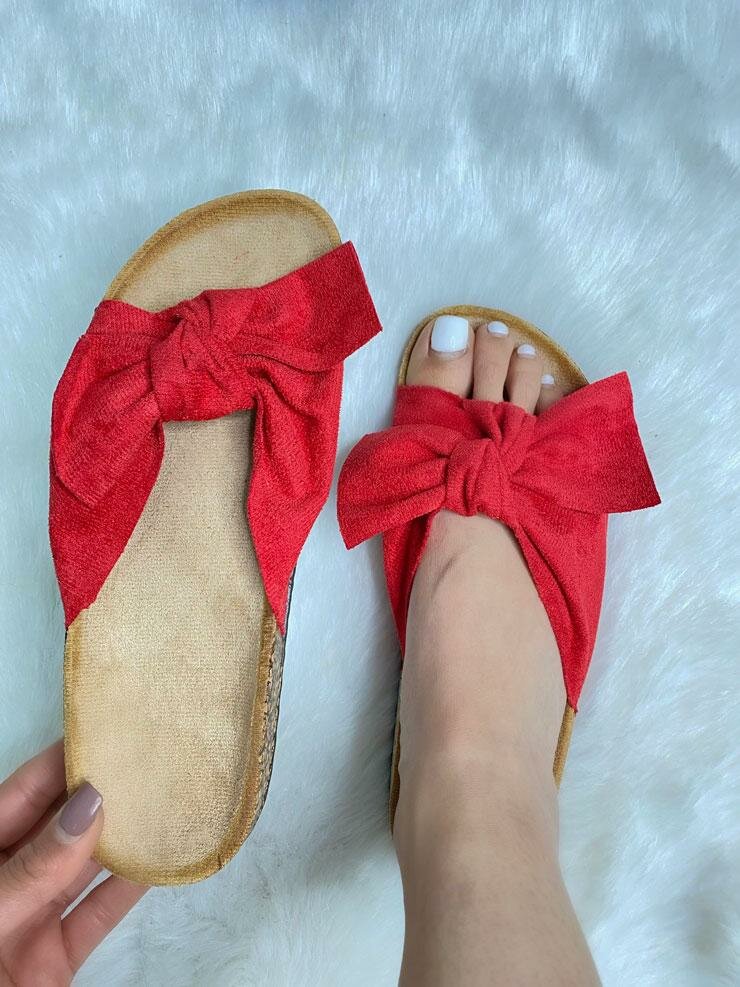 Fionie Faux Suedette Bow Slip On Sliders