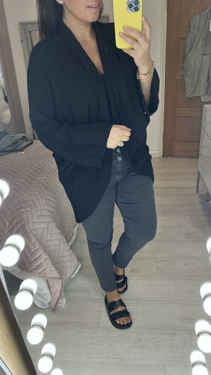 Flavia Cheesecloth Drape Front Cardigan