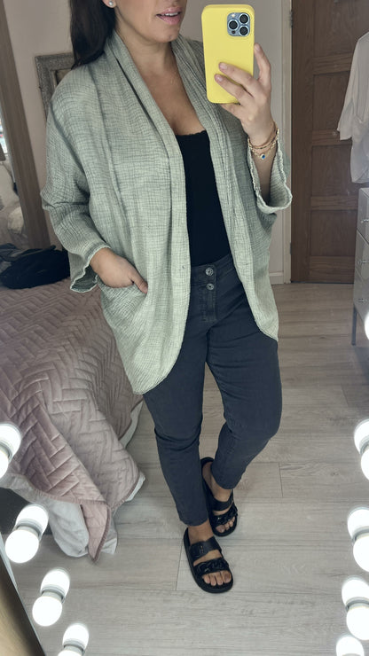 Flavia Cheesecloth Drape Front Cardigan