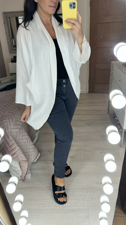 Flavia Cheesecloth Drape Front Cardigan