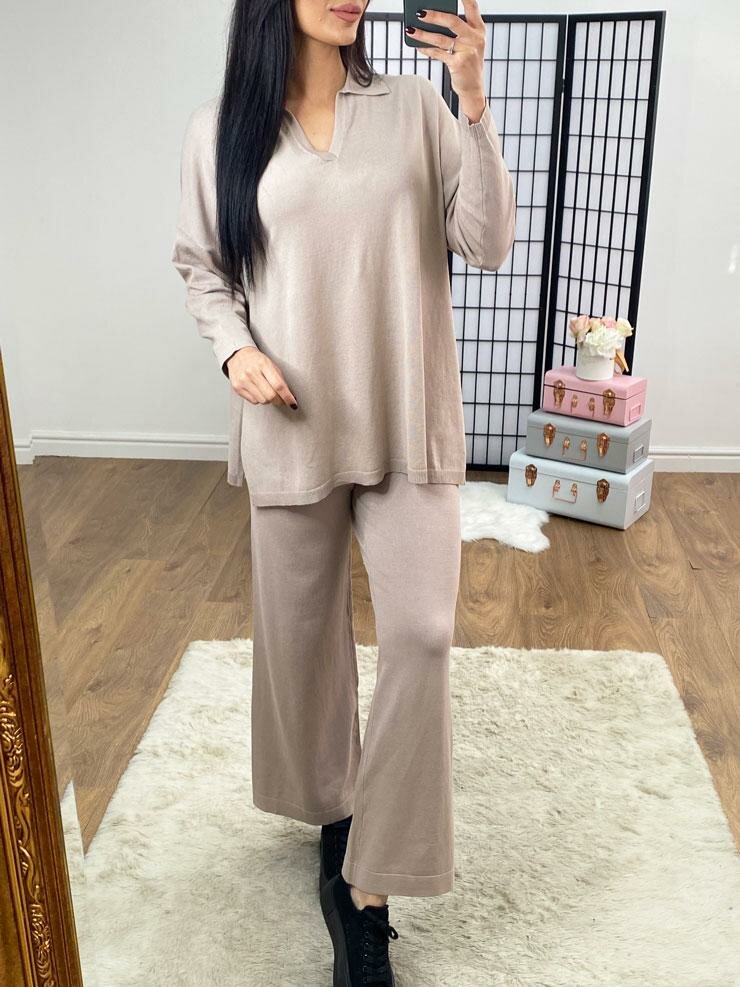 Fletcher Oversized Collar Detail Wide Leg Loungewear Set