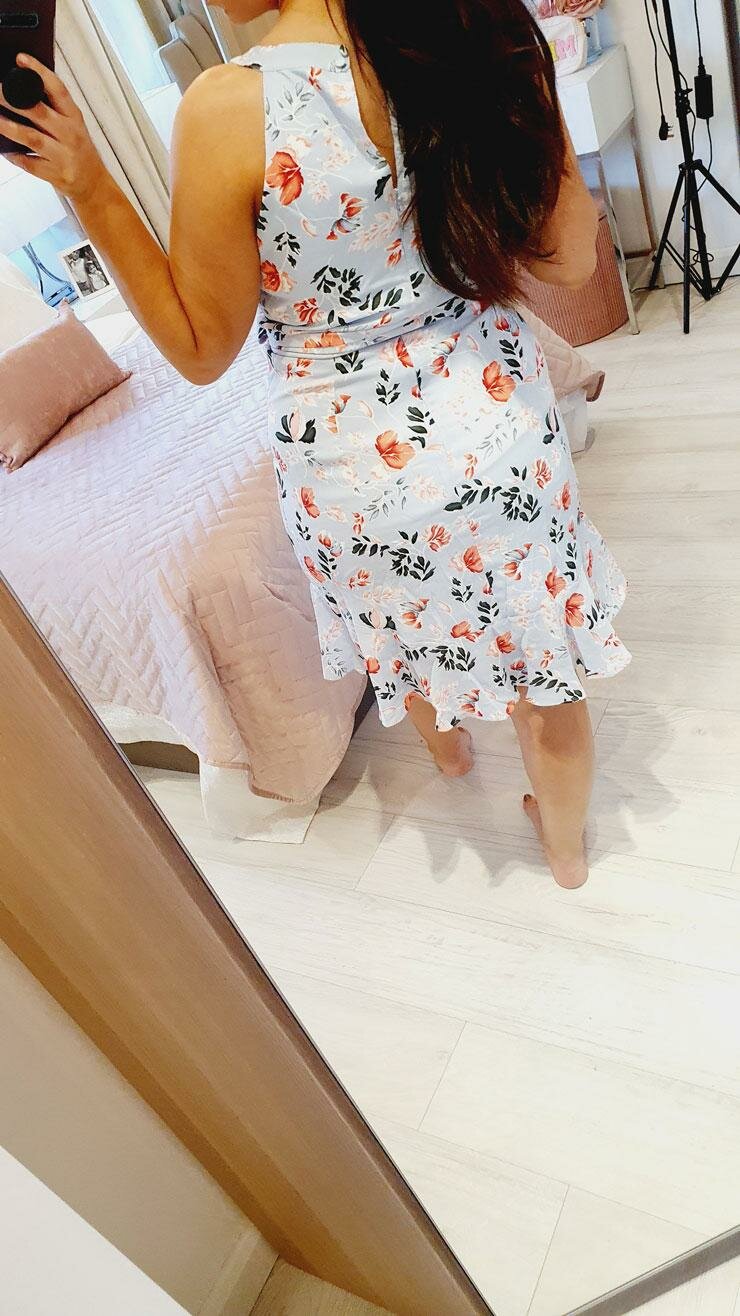 Valerie Floral Frill Detailed Tie Waist Dress