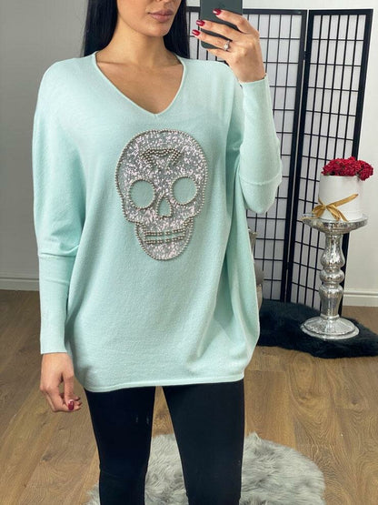 Forelli Studded Skull Detail Knit Jumper