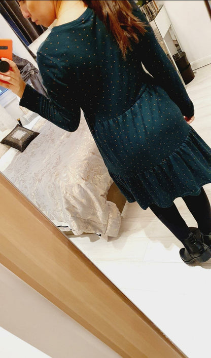 Fox Emerald Polka Dot Super Soft Smock Dress
