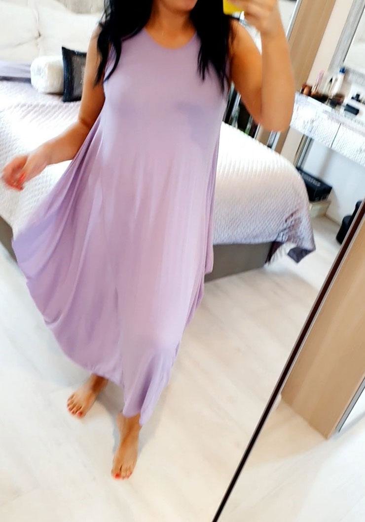 Luanna Oversized Drape Side Sleevless Jersey Dress