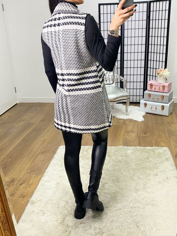 Freyla Dogtooth Button Detailed Waist Jacket