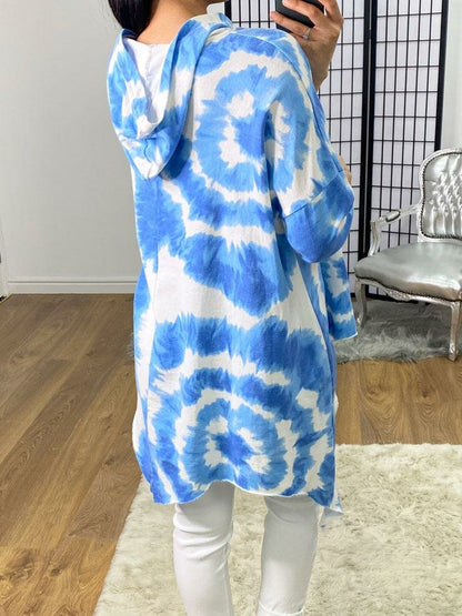 Geneva Oversized Drape Detailed Tie Dye Hooded Sweatshirt