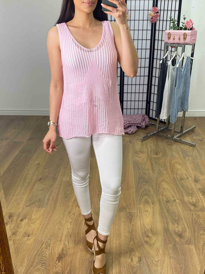 Geraldine Crochet Knit Star Vest Top