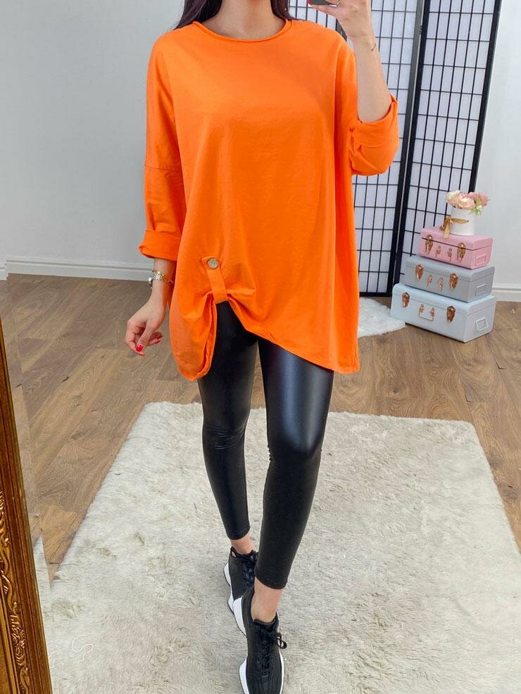 Ginny Button Detail Longline Sweatshirt