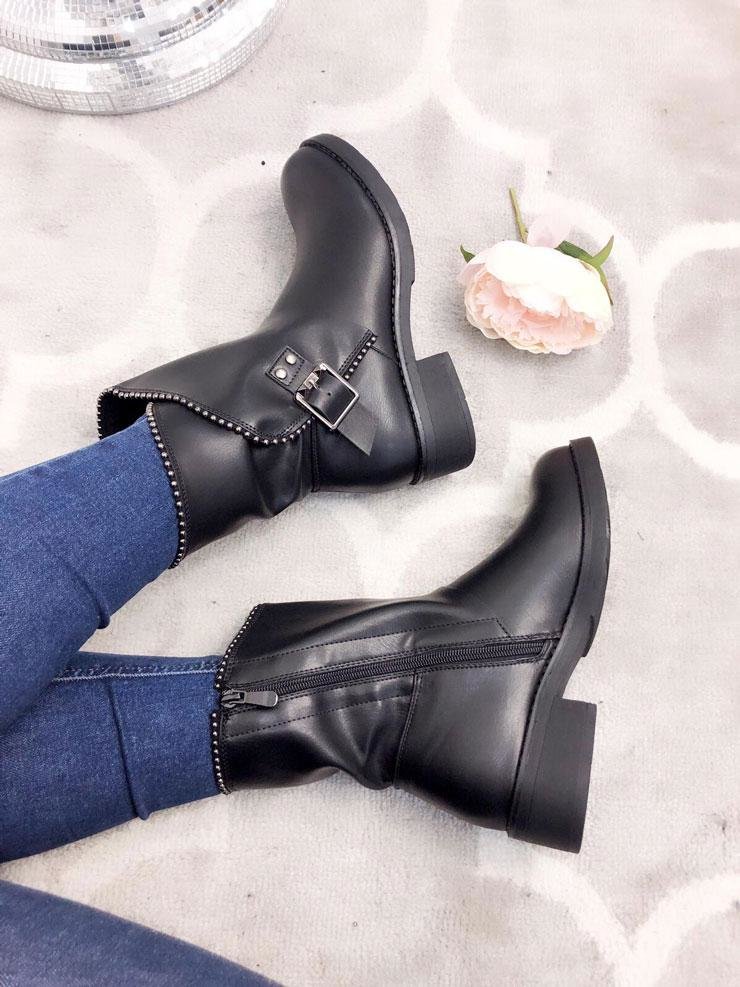 Grecia Buckle Faux Leather Boots