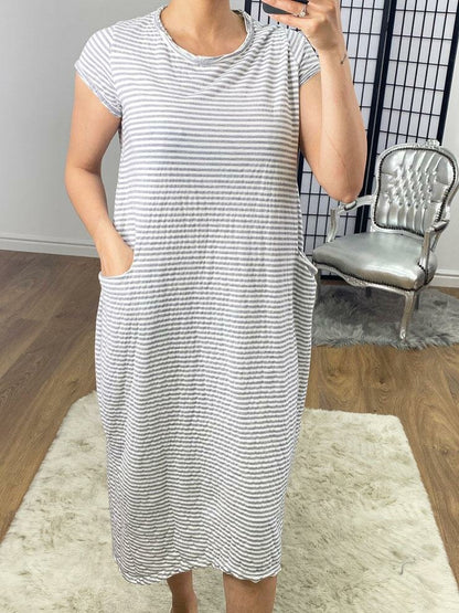 Ashanti Stripe Midi Pocket Dress
