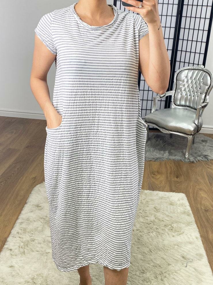 Ashanti Stripe Midi Pocket Dress
