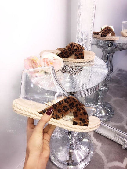 Harmony Chocolate Leopard Faux Fur Sandal
