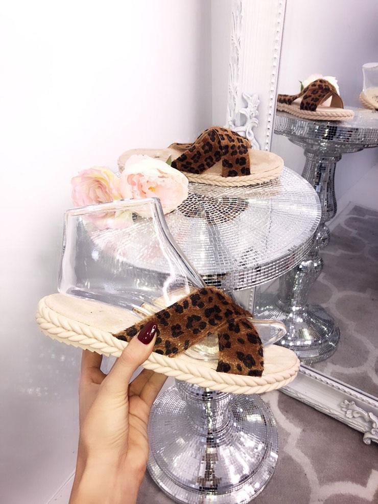 Harmony Chocolate Leopard Faux Fur Sandal