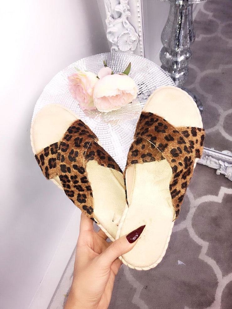 Harmony Chocolate Leopard Faux Fur Sandal