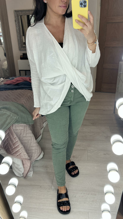 Harter Twist Front Linen Top