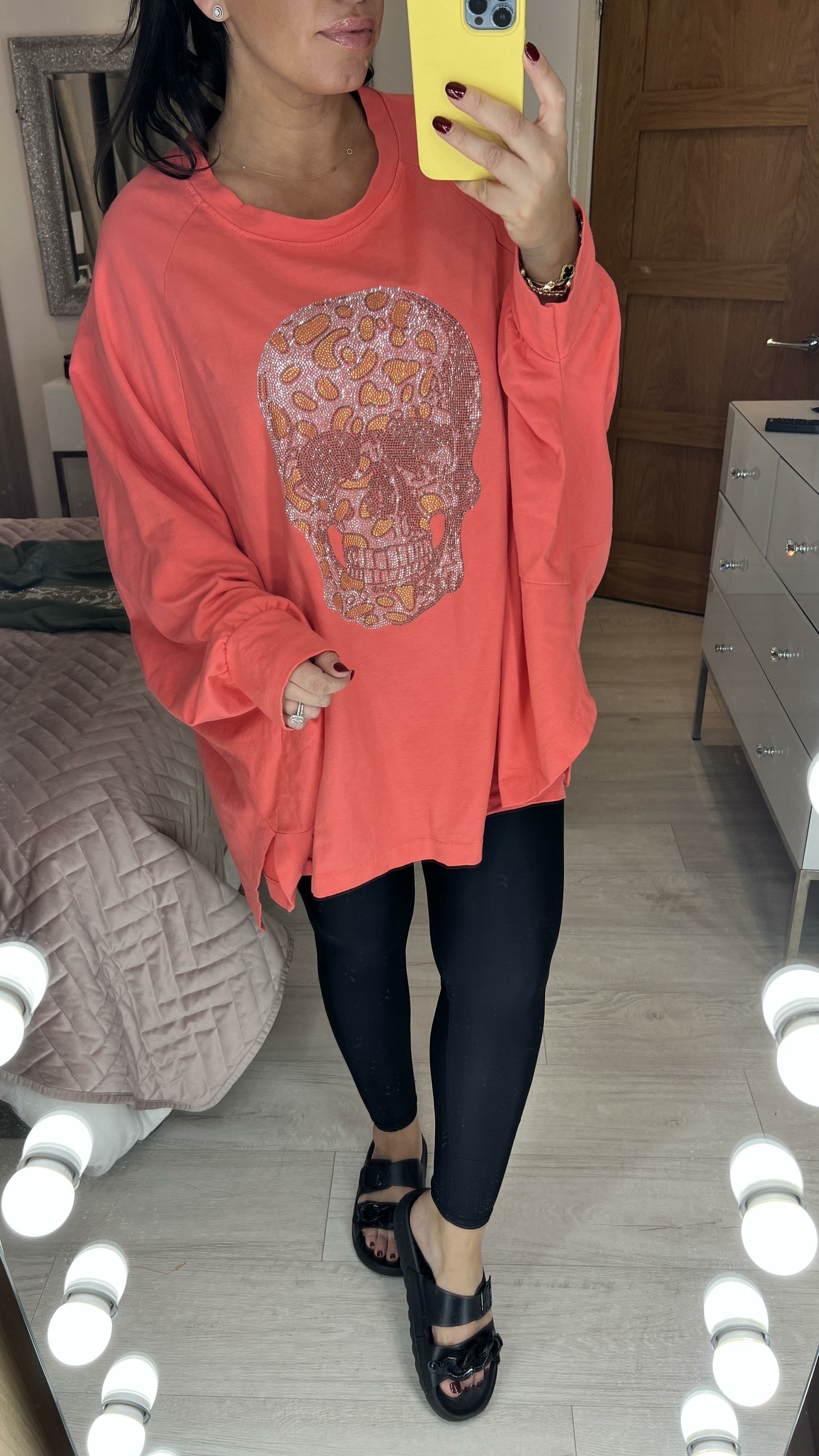 Hawkins Diamante Skull Oversized Sweatshirt Tunic