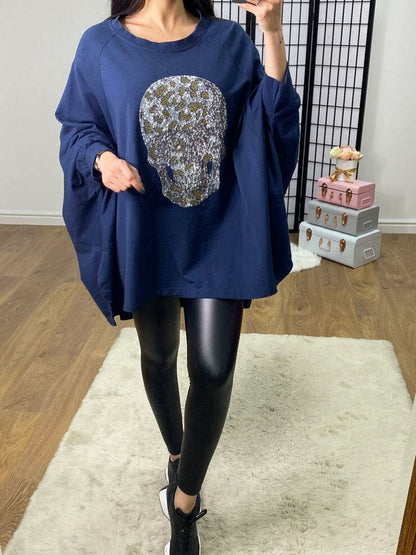 Hawkins Diamante Skull Oversized Sweatshirt Tunic