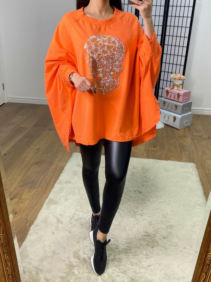 Hawkins Diamante Skull Oversized Sweatshirt Tunic