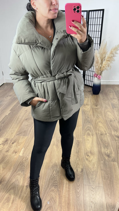 Hazel Charcoal Grey Quilted Padded Puffer Jacket