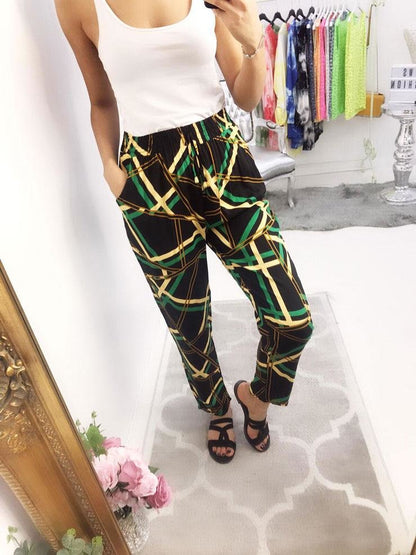 Hermione Geometric Elasticated Hareem Trousers