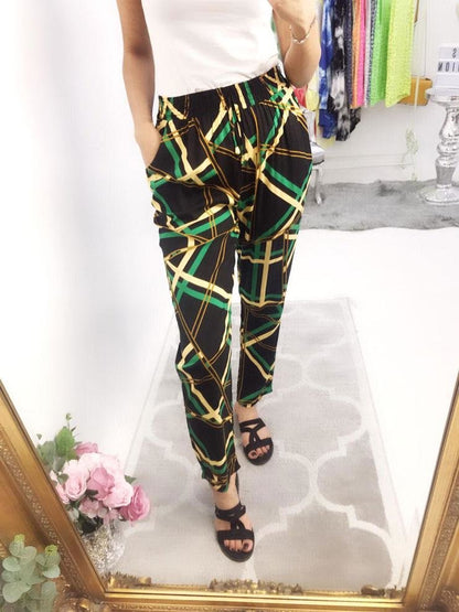 Hermione Geometric Elasticated Hareem Trousers